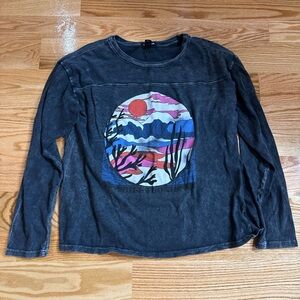 Billabong Long Sleeve Shirt Womens Size XL Ocean Wave Sunrise Sunset